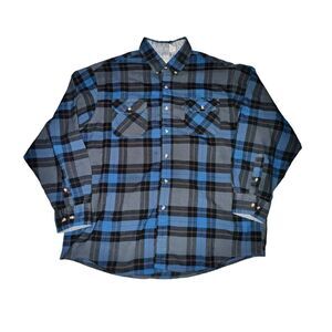 Outdoor Exchange Shirt Men's Size XL Blue Black Plaid L/S Button Front Collared